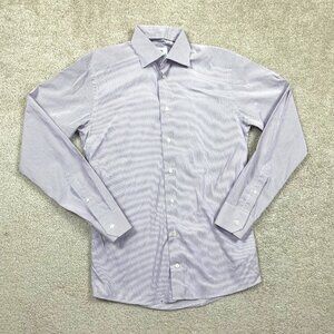 Recent Eton Mens Slim Fit Button Down Dress Shirt Purple Striped Size 15